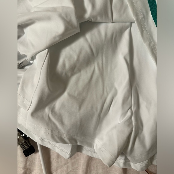 White Pleated Skirt with Green Stripes (Size L) • tennis • golf • pickleball - Picture 3 of 5